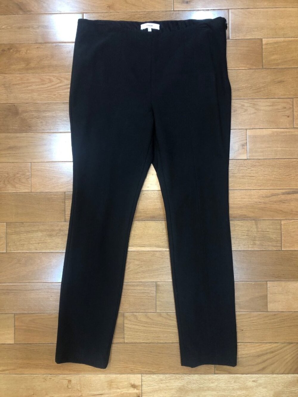 Vince Bobbi High Rise Stitch Front Seam Ponte Leggings Black Sz L Split Hem Slit